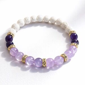 Purple Bead & Lava Stone Diffuser Bracelet – Calm & Aromatherapy Ready